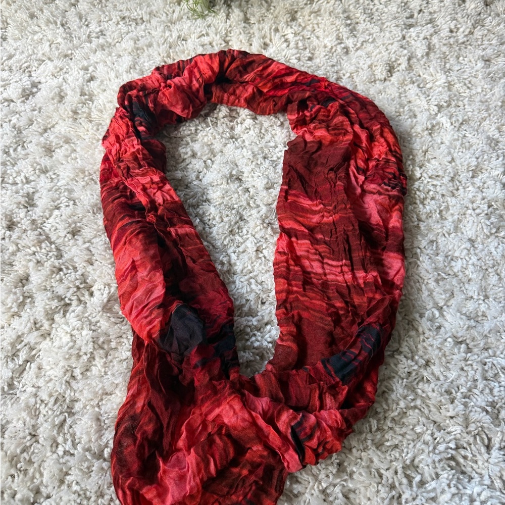 Vibrant Red Crinkle Fashion Artsy bright vibes Scarf